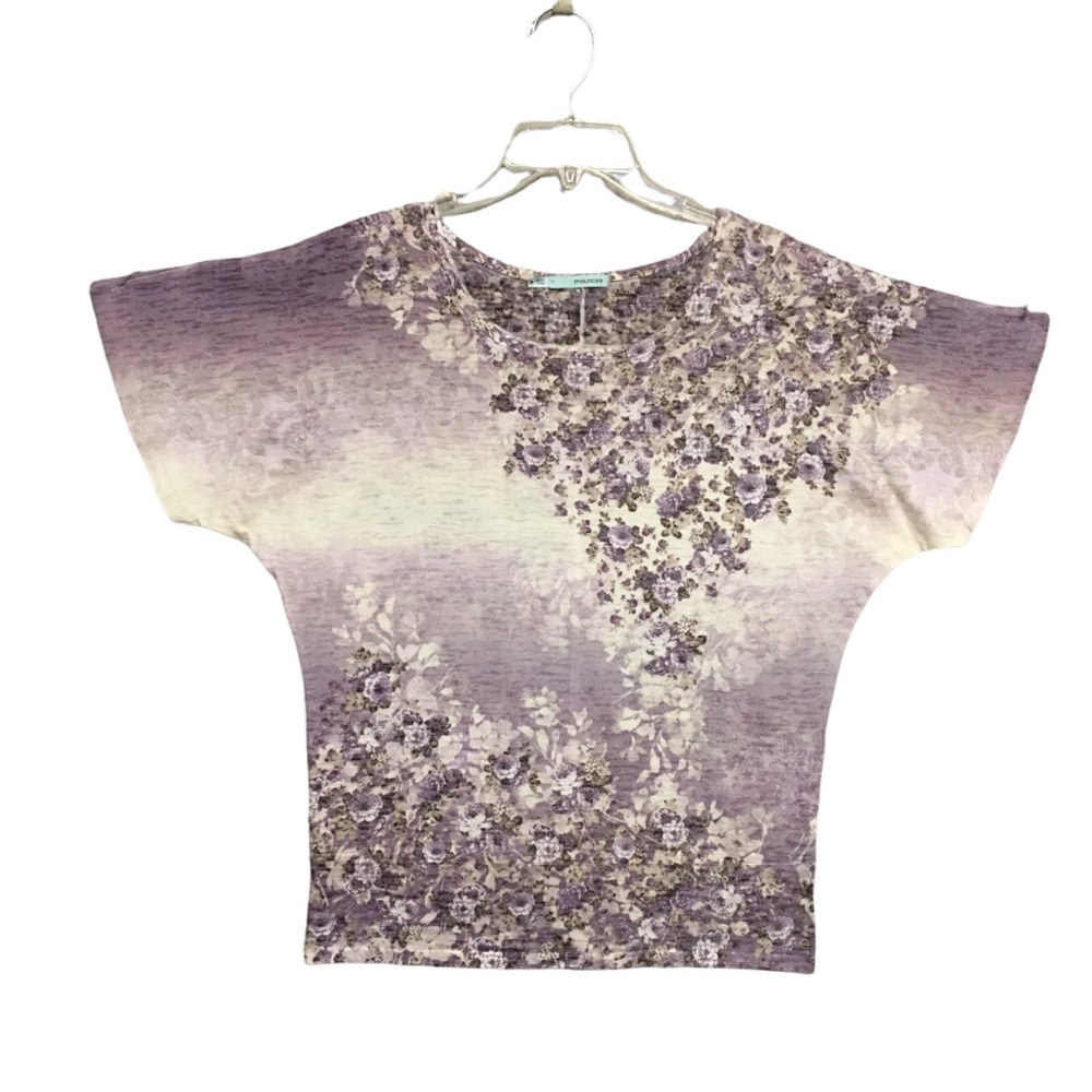 Beautiful dolman short sleeve tee lavender flowers Maurices Sz Med EUC Like new - Picture 4 of 12